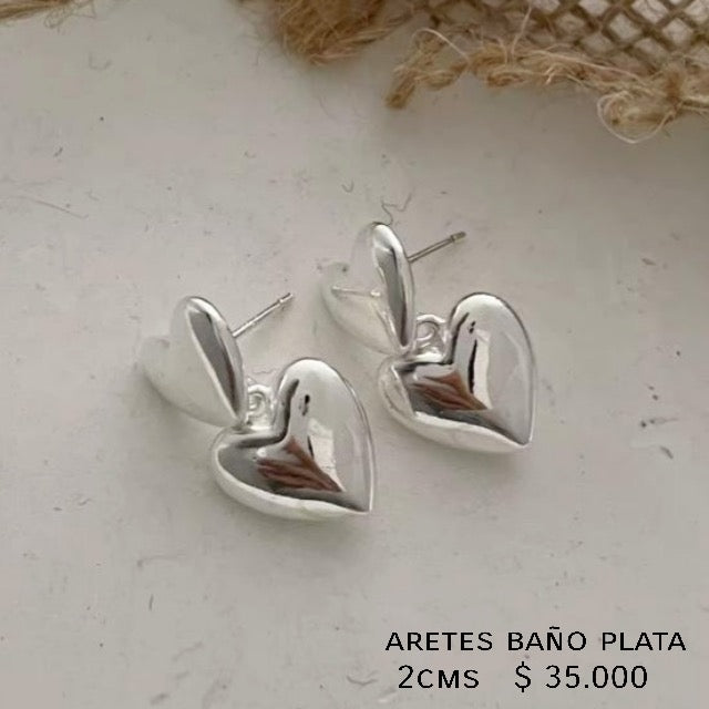 Aretes baño plata