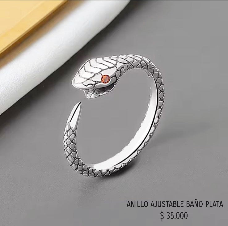 Anillo ajustable con baño plata