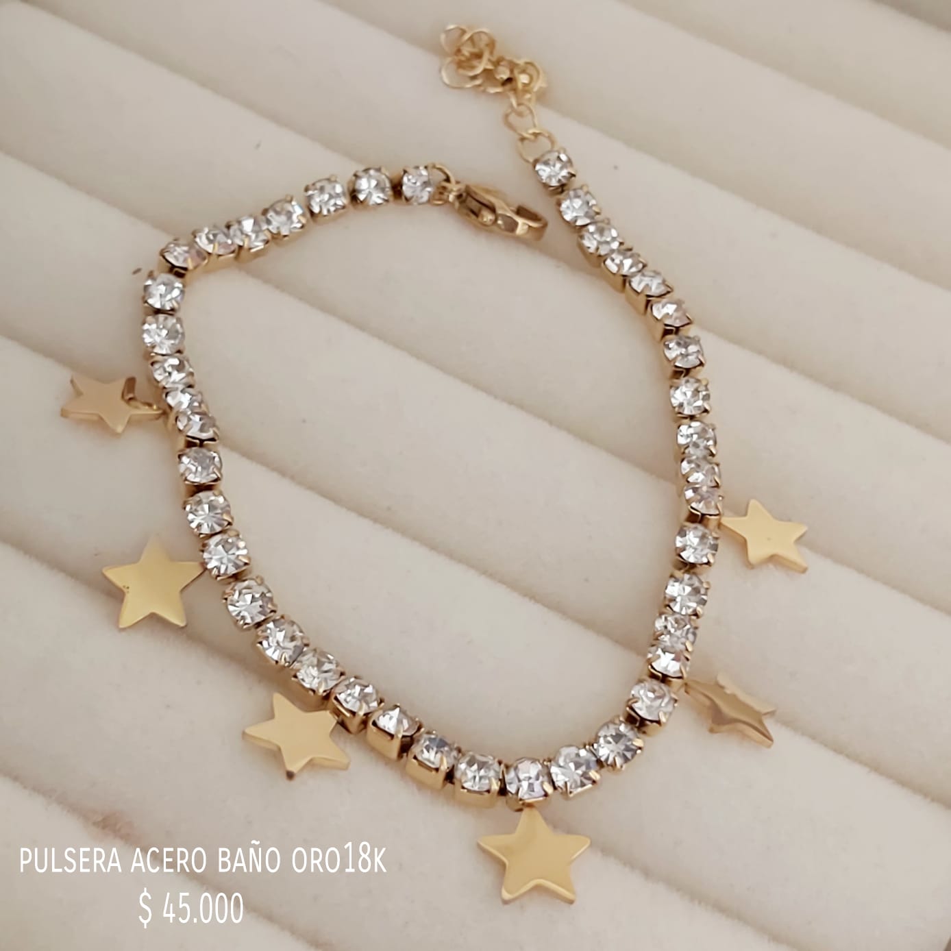 Pulsera acero inox baño oro18k
