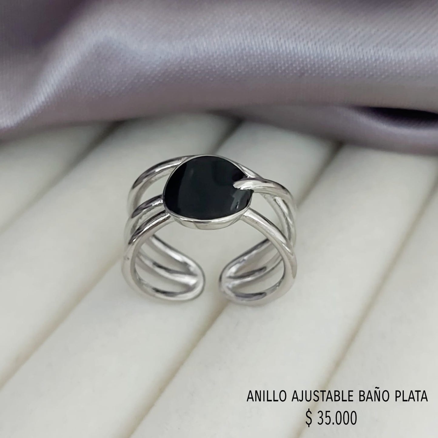 Anillo ajustable baño de plata