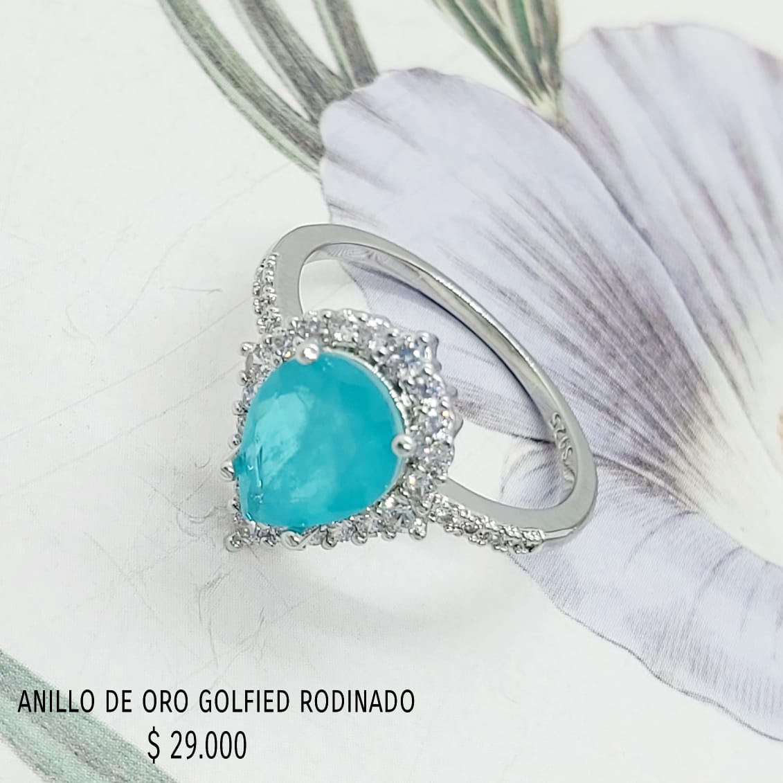 Anillo de oro golfield rodinado