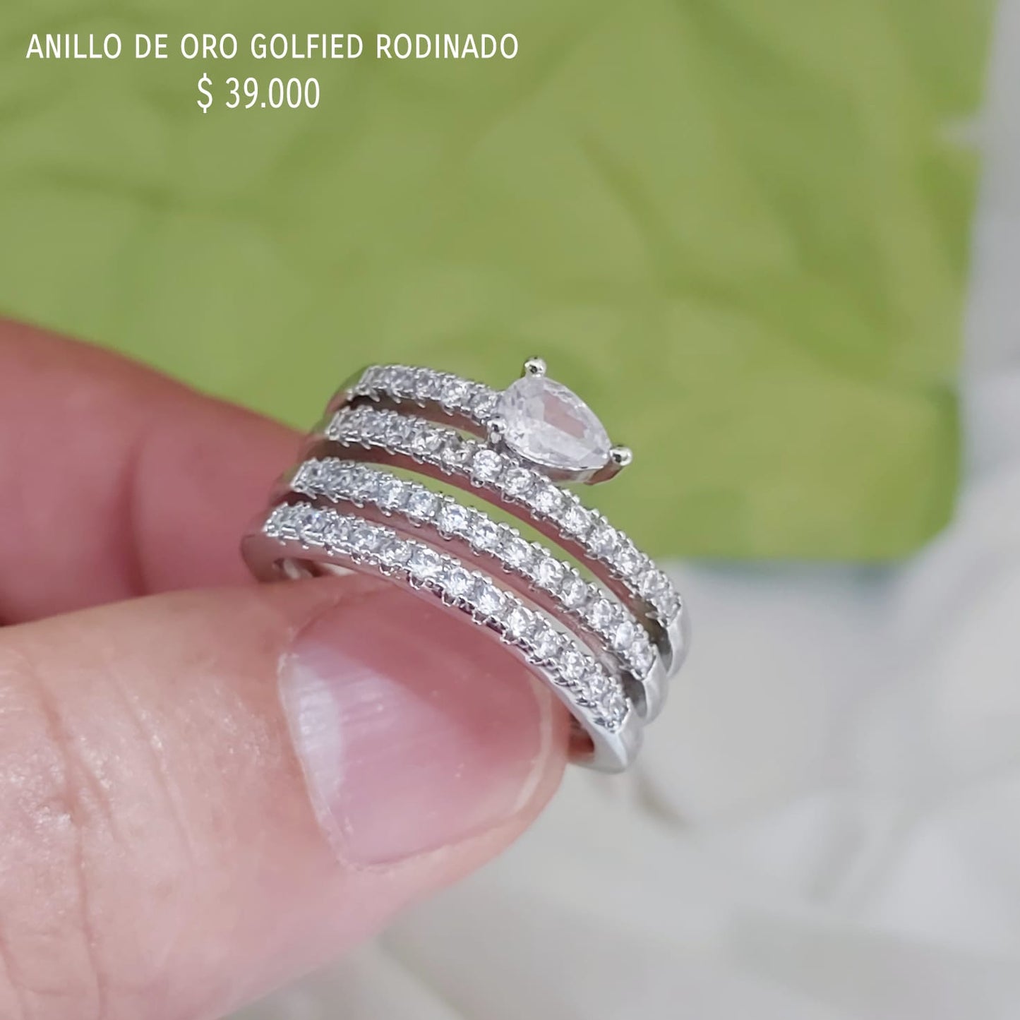 Anillo de oro golfield rodinado