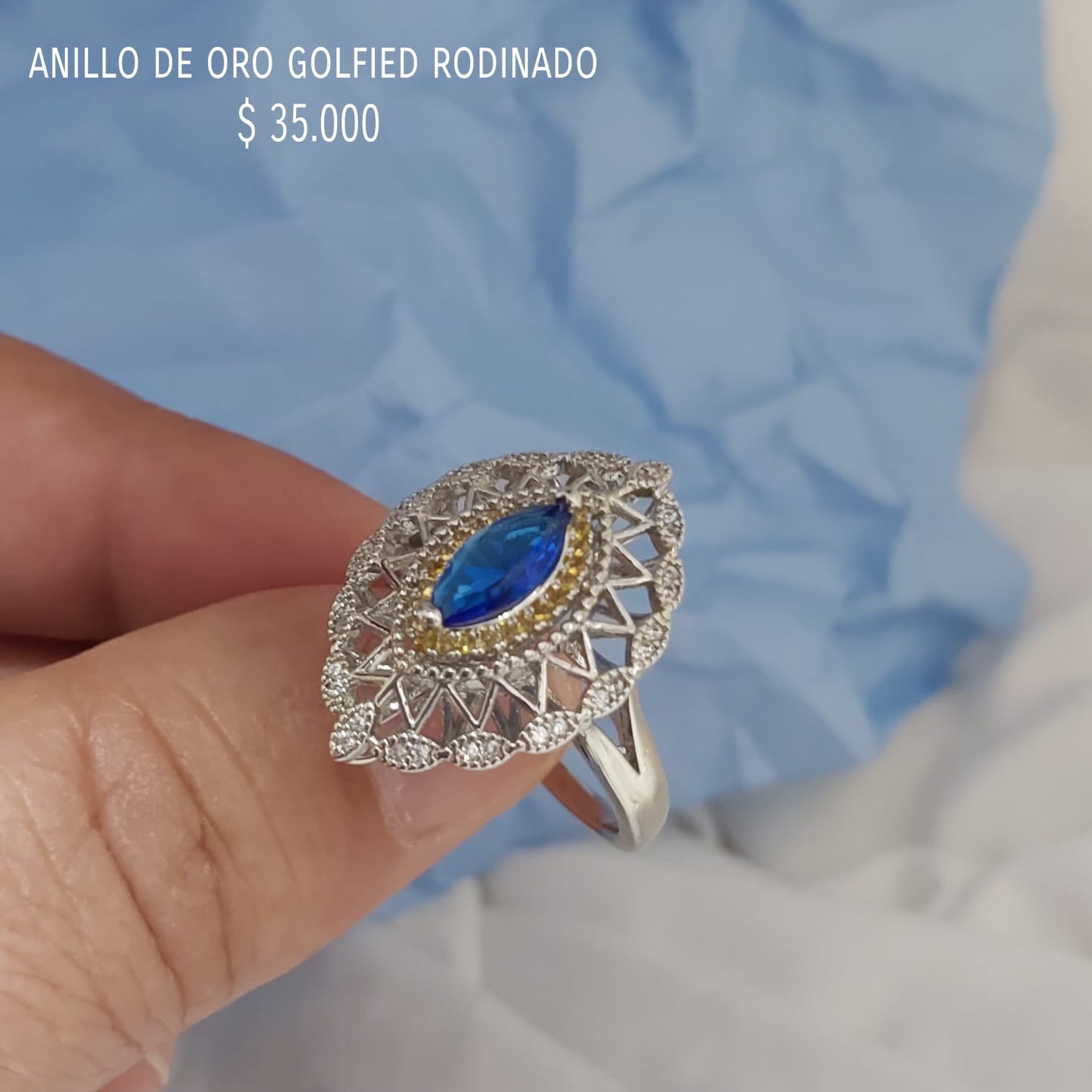 Anillo de oro golfield rodinado