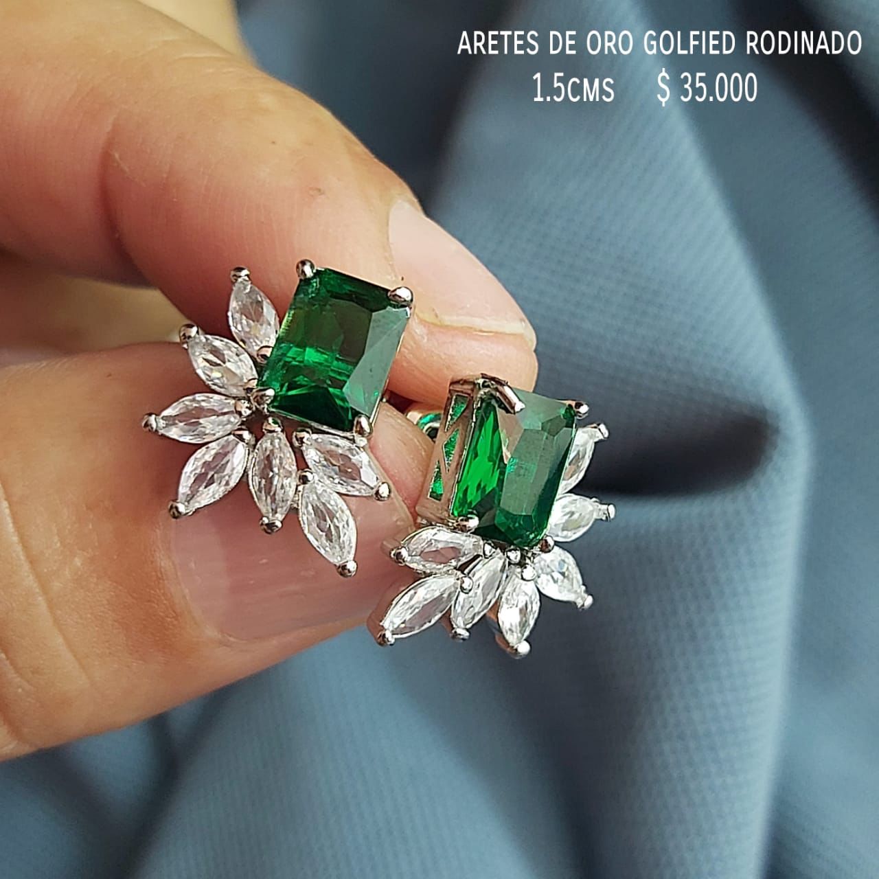Aretes golfield rodinado con circónes