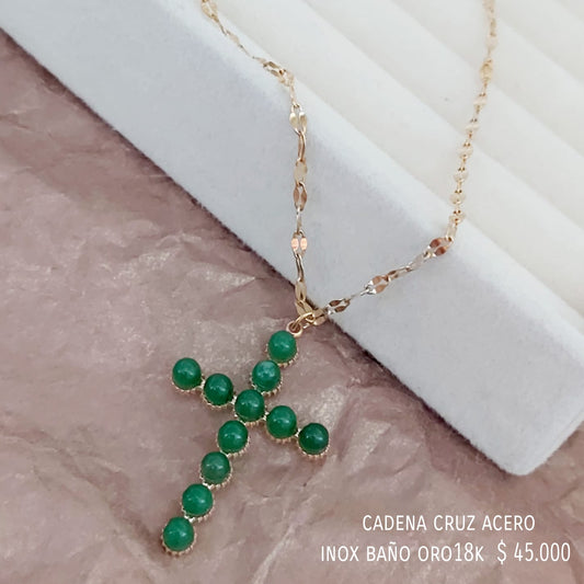 Collar acero inox baño oro18k