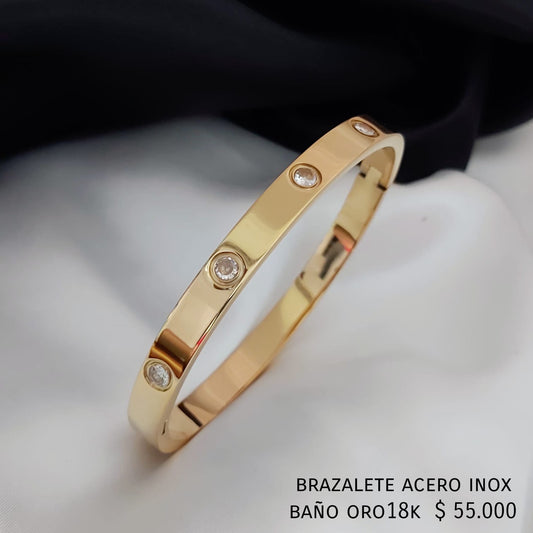 Brazalete acero inox baño oro18k