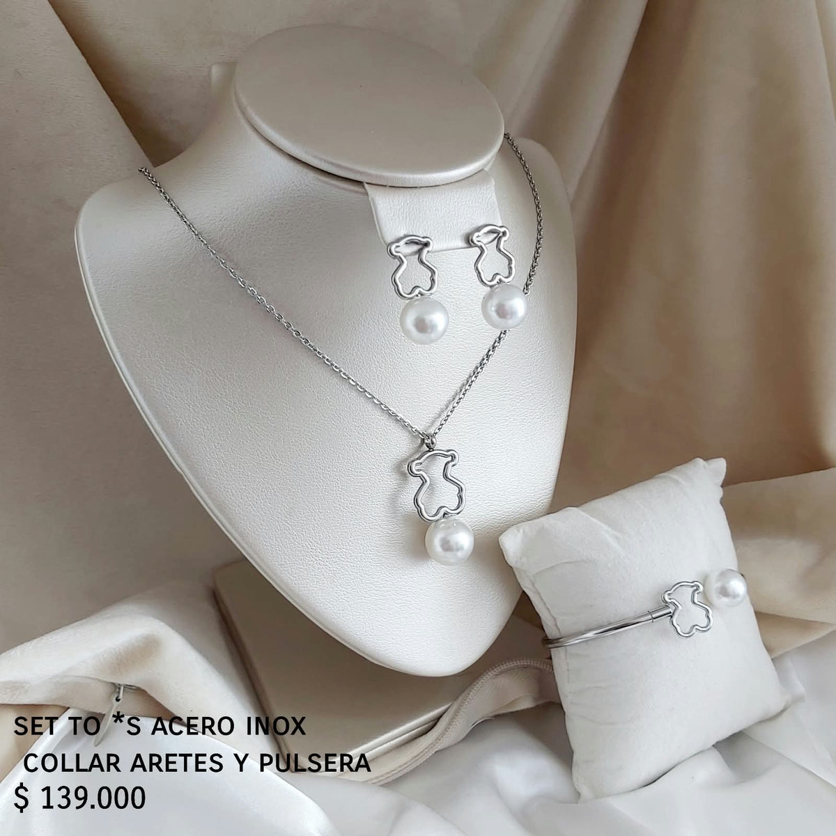 Set to*s acero inox collar aretes pulsera