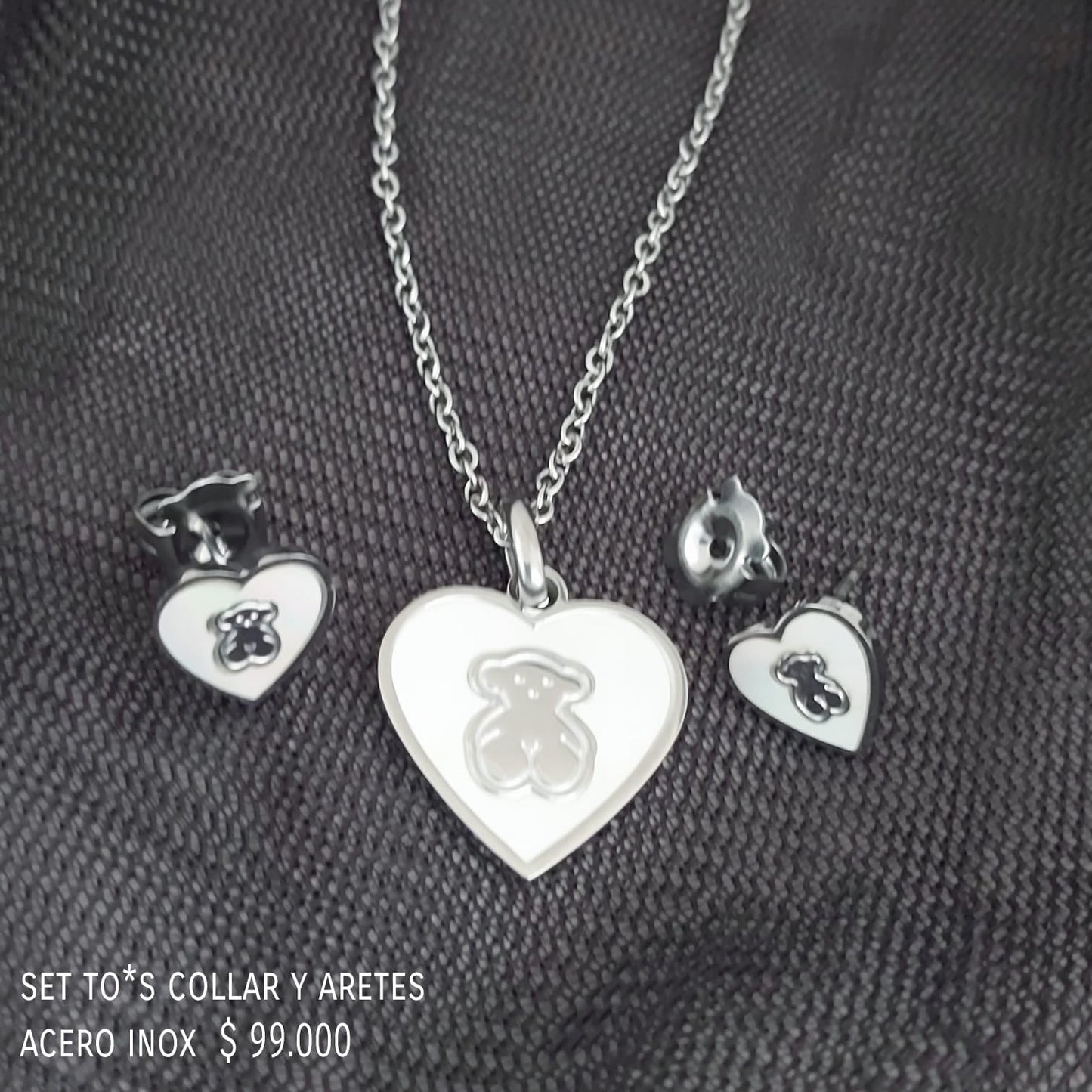 Set to*s collar y aretes acero inox