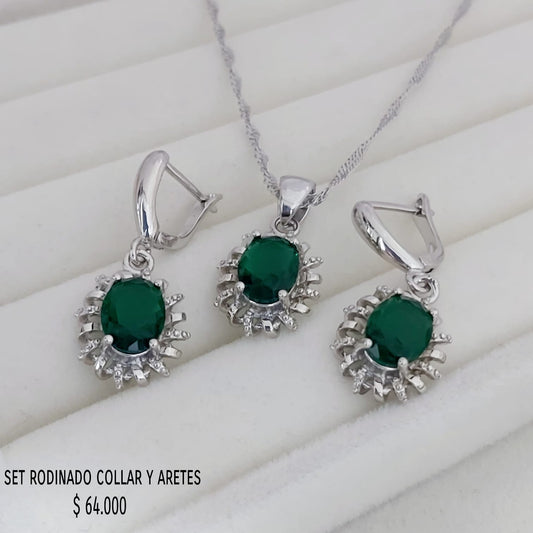 Set collar y aretes rodinados