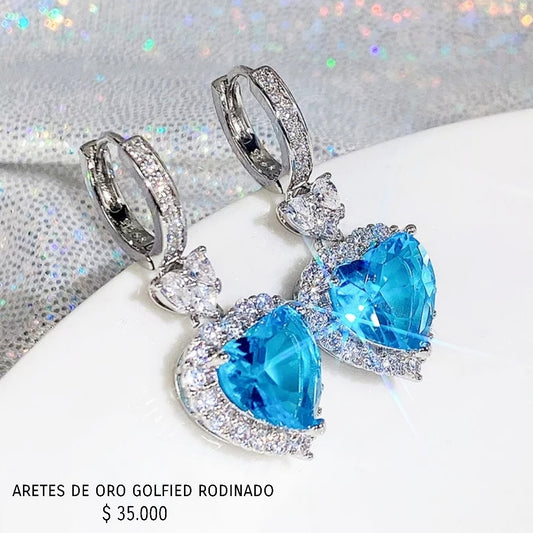 Aretes de oro golfield rodinado