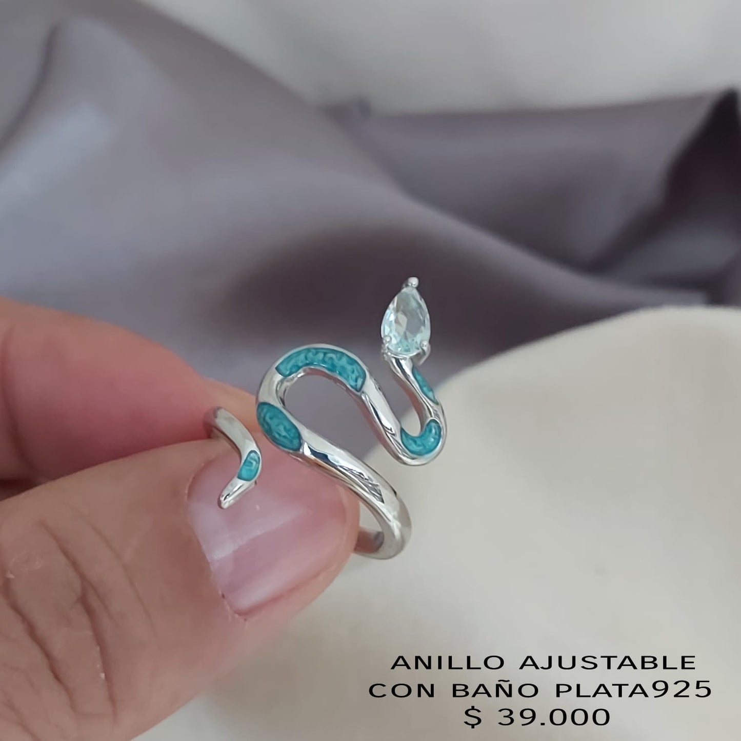 Anillo ajustable con baño plata925