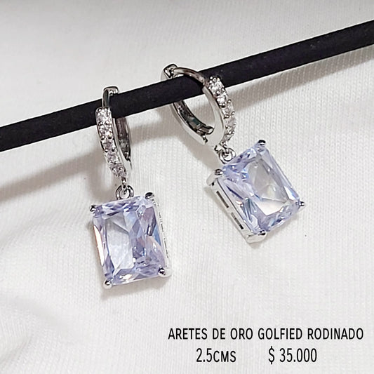 Aretes de oro golfield rodinado