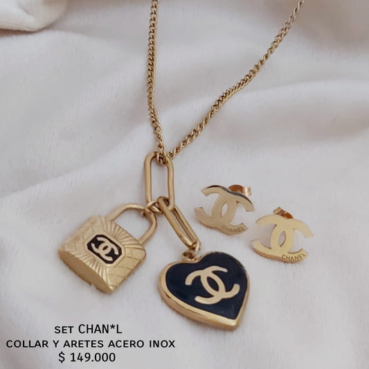 Set CHAN*L acero inox baño oro18k