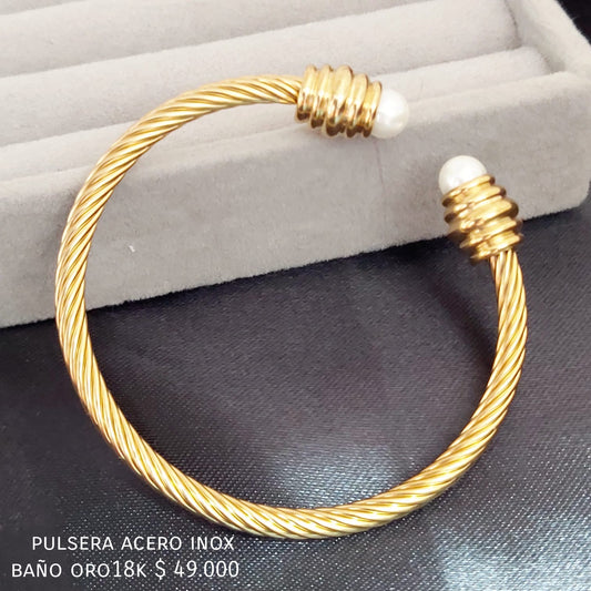 Brazalete acero inox baño oro18k