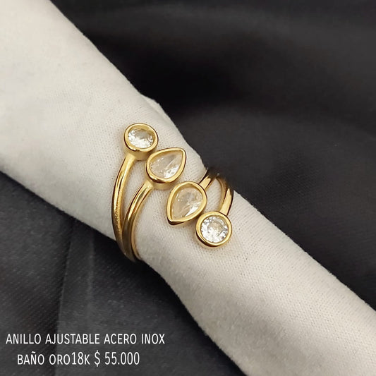 Anillo acero inox baño oro18k