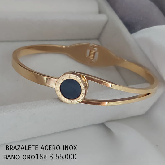 Brazalete acero inox baño oro18k