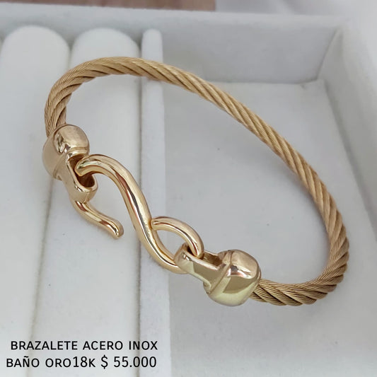 Brazalete acero inox baño oro18k