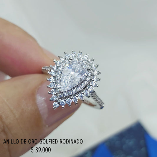 Anillo de oro golfield rodinado