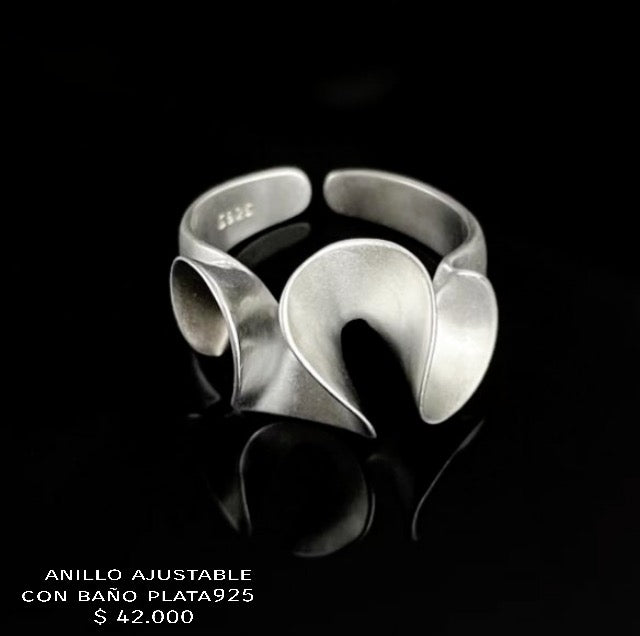 Anillo ajustable con baño plata925