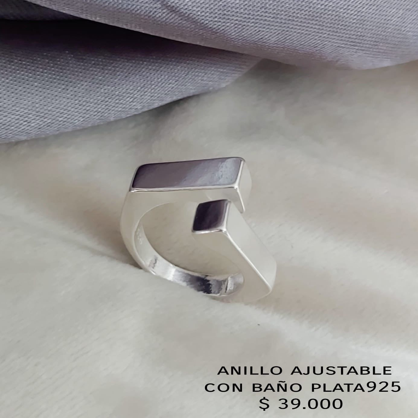 Anillo ajustable con baño de plata925