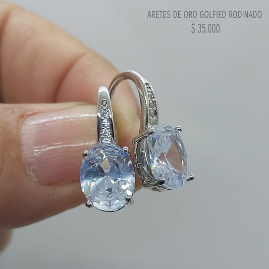 Aretes de oro golfield rodinado