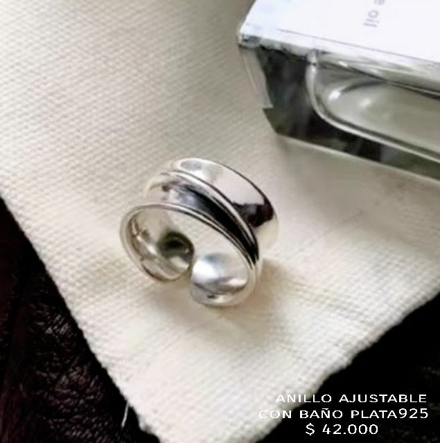 Anillo ajustable con baño plata925