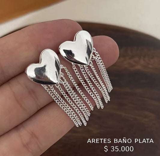 Aretes baño plata