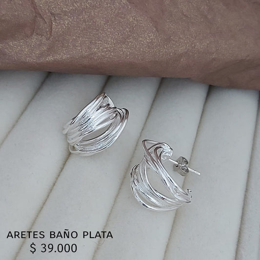 Aretes baño plata