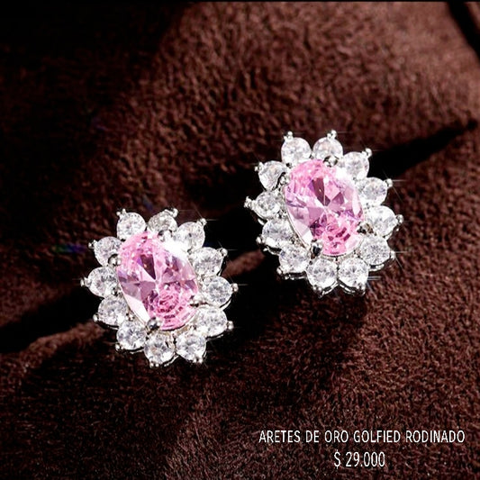 Aretes de oro golfield rodinado