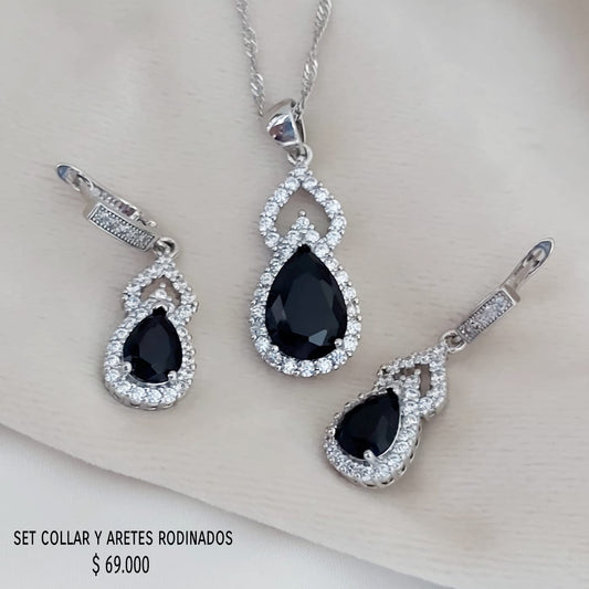 Set collar y aretes rodinados