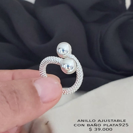 Anillo ajustable con baño plata925