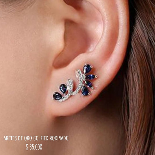 Aretes de oro golfield rodinado