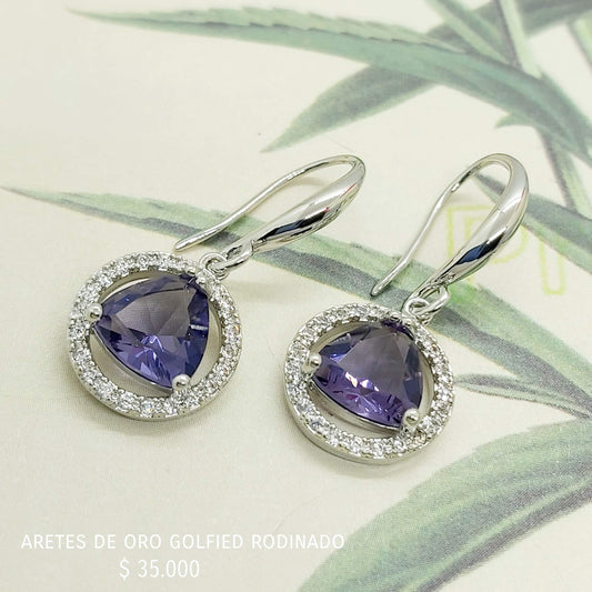 Aretes de oro golfield rodinado