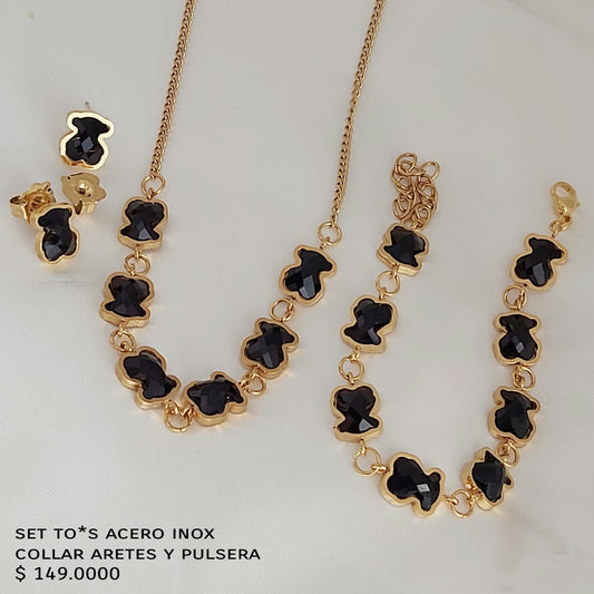 Set to*s acero inox collar pulsera y aretes