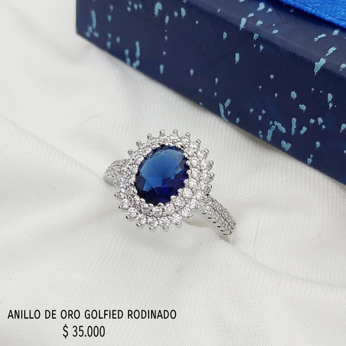 Anillo golfield rodinado con circónes