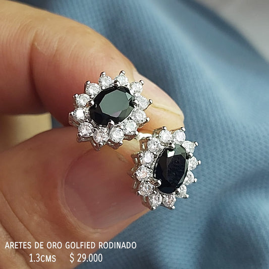 Aretes de oro golfield rodinado