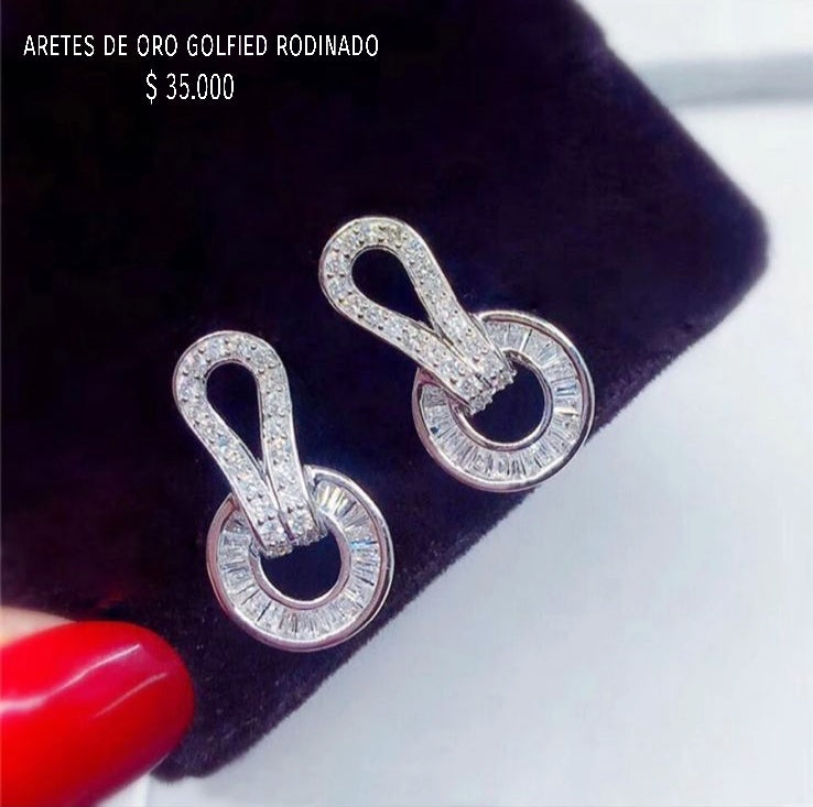 Aretes de oro golfield rodinado