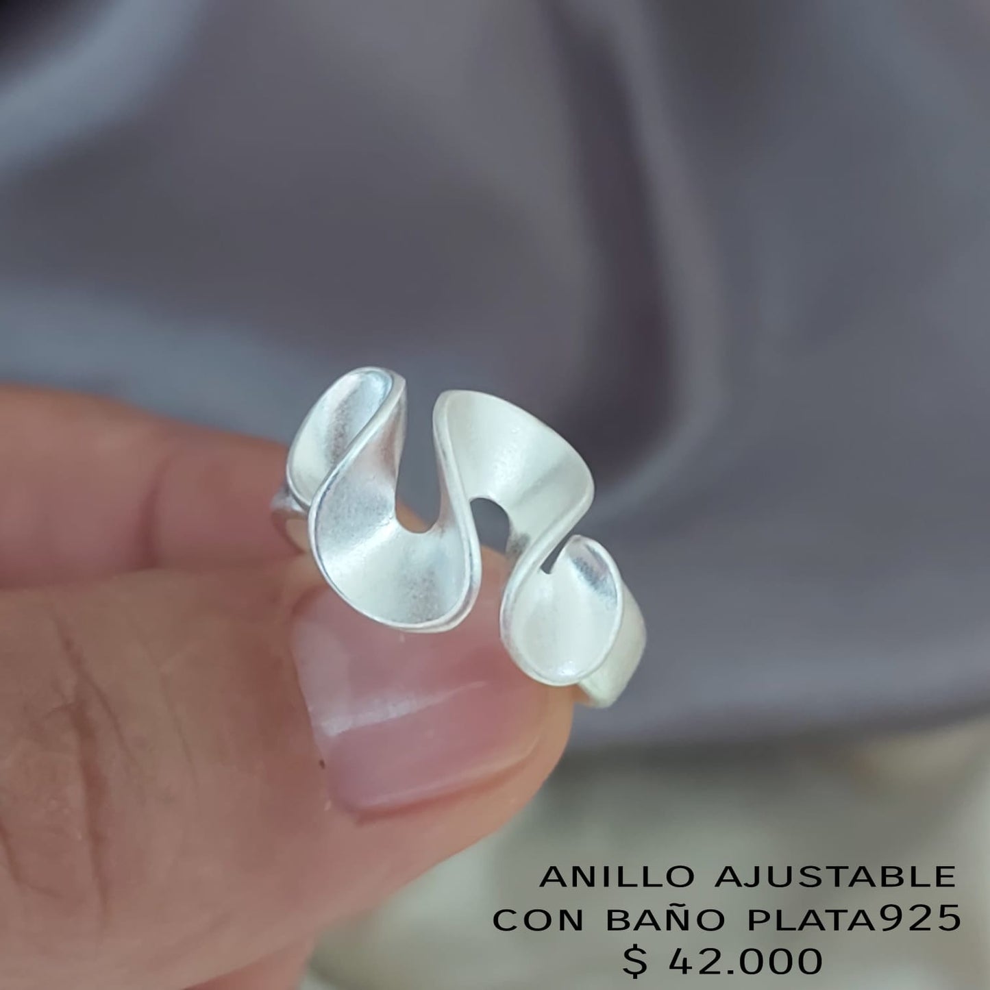 Anillo ajustable con baño plata925