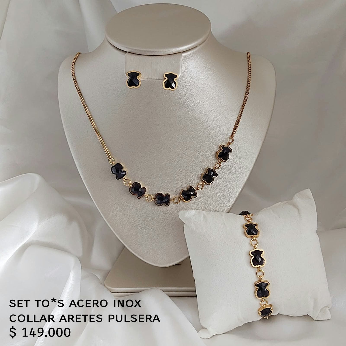 Set to*s acero inox collar pulsera y aretes