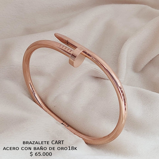 Brazalete CART de acero con baño de oro18k