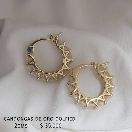 Aretes de oro golfield (2cms)