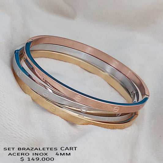 Set brazaletes CART 4mm acero inoxidable