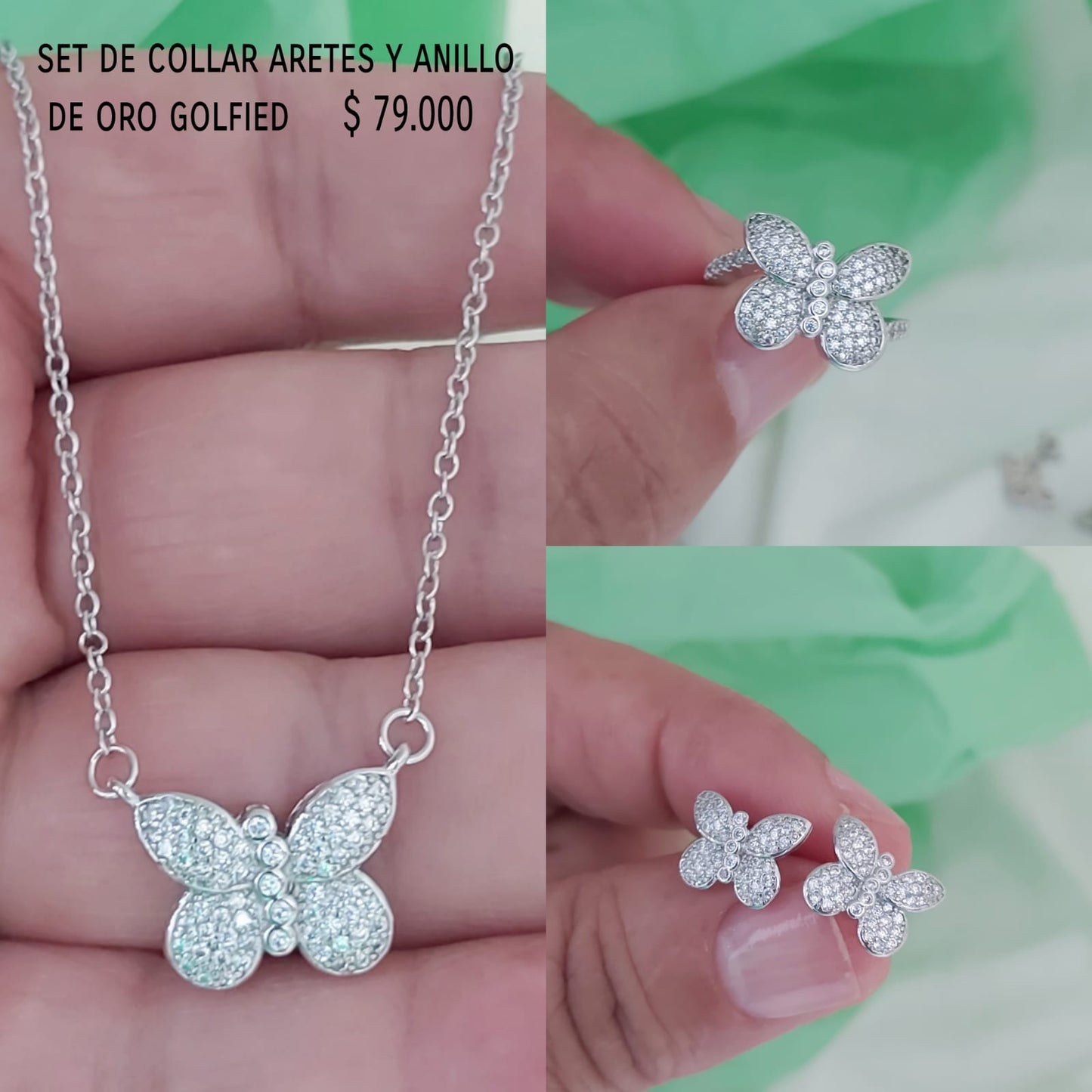 Set de collar aretes y anillo de oro golfield