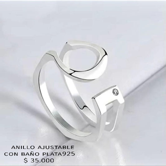 Anillo ajustable con baño de plata925