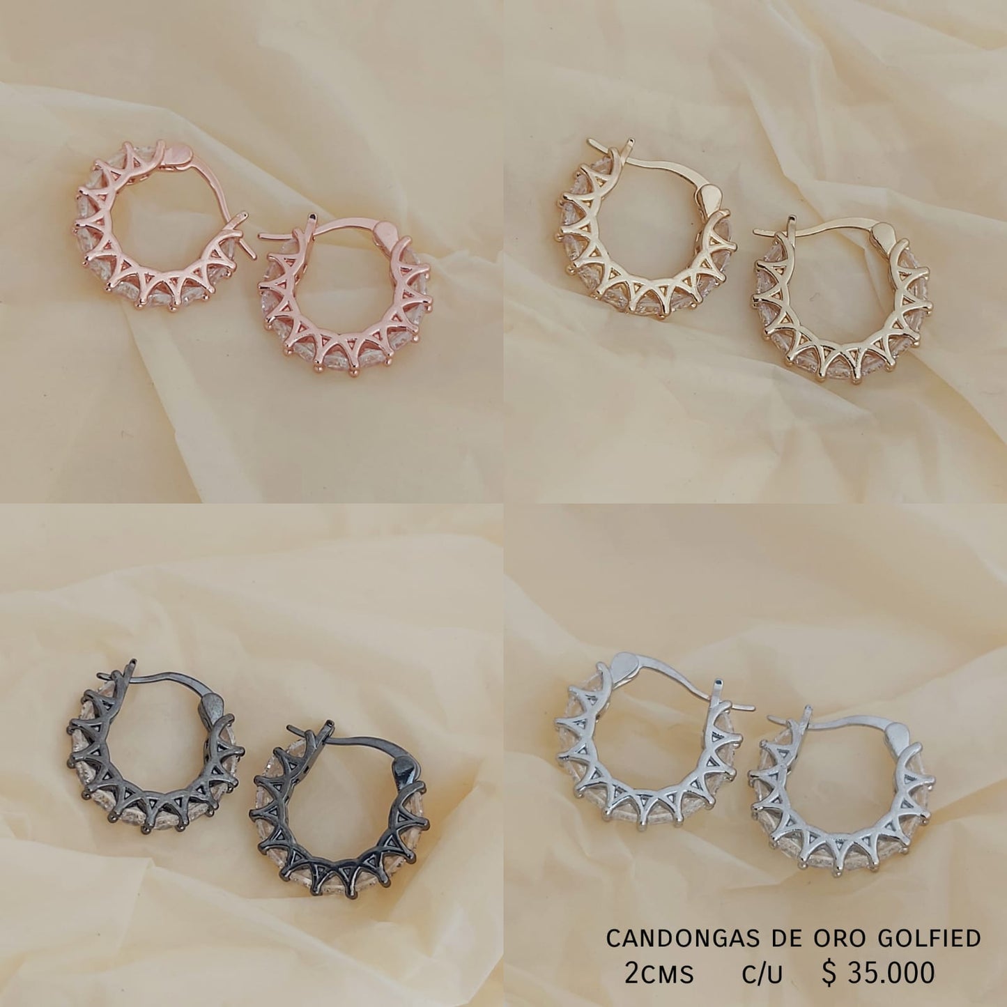 Aretes de oro golfield (2cms)