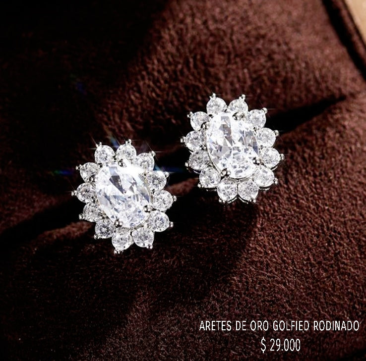 Aretes de oro golfield rodinado