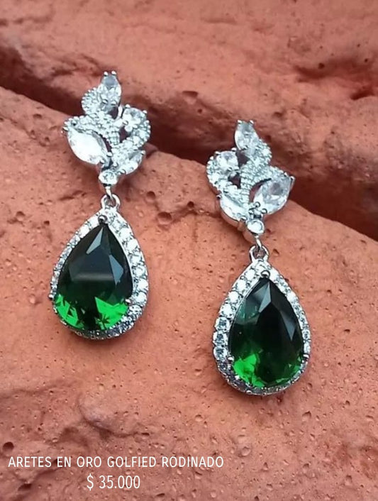 Aretes de oro golfield rodinado