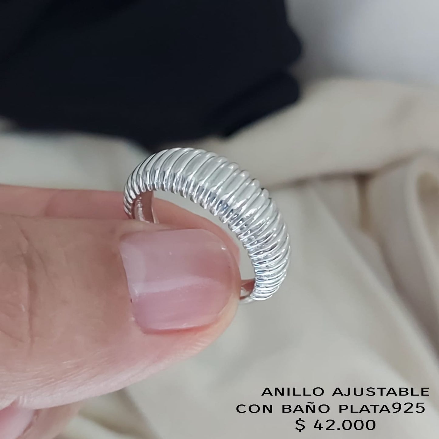 Anillo ajustable con baño plata925