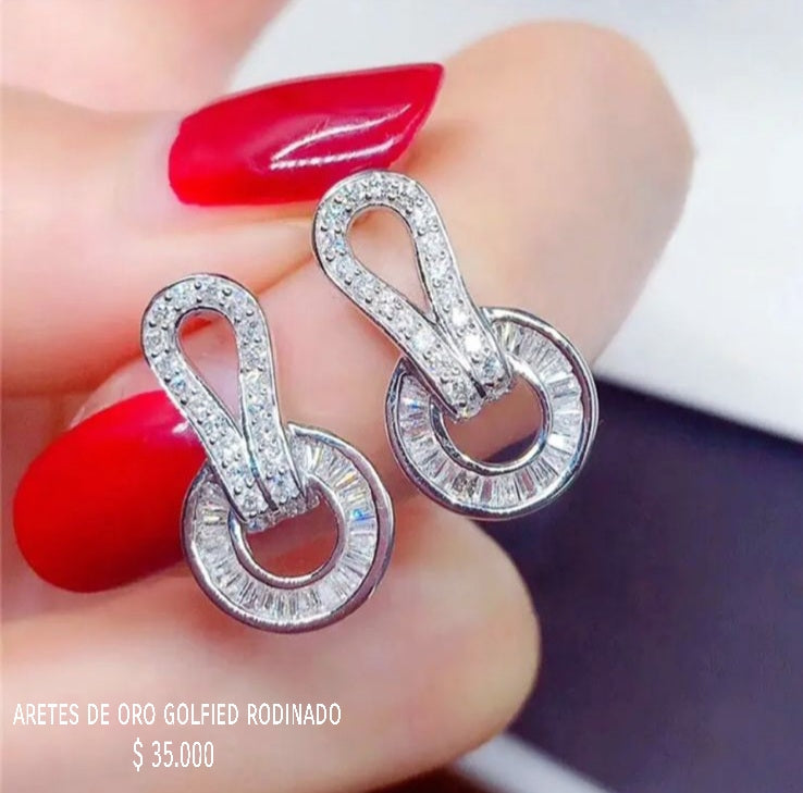 Aretes de oro golfield rodinado