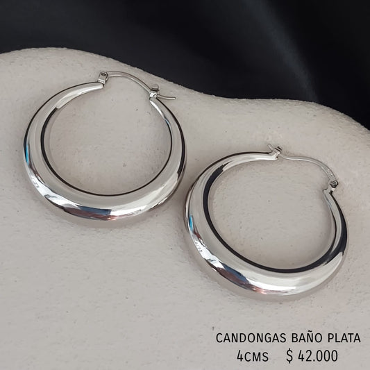 Candongas baño plata 4cms